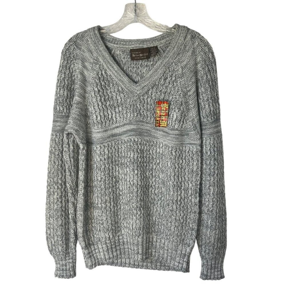 Brian MacNeil Sportswear Cable Knit Sweater‎ Mens Medium Gray New
